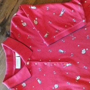 LIZGOLF Collared Golf Shirt. Retro print. Sz XL